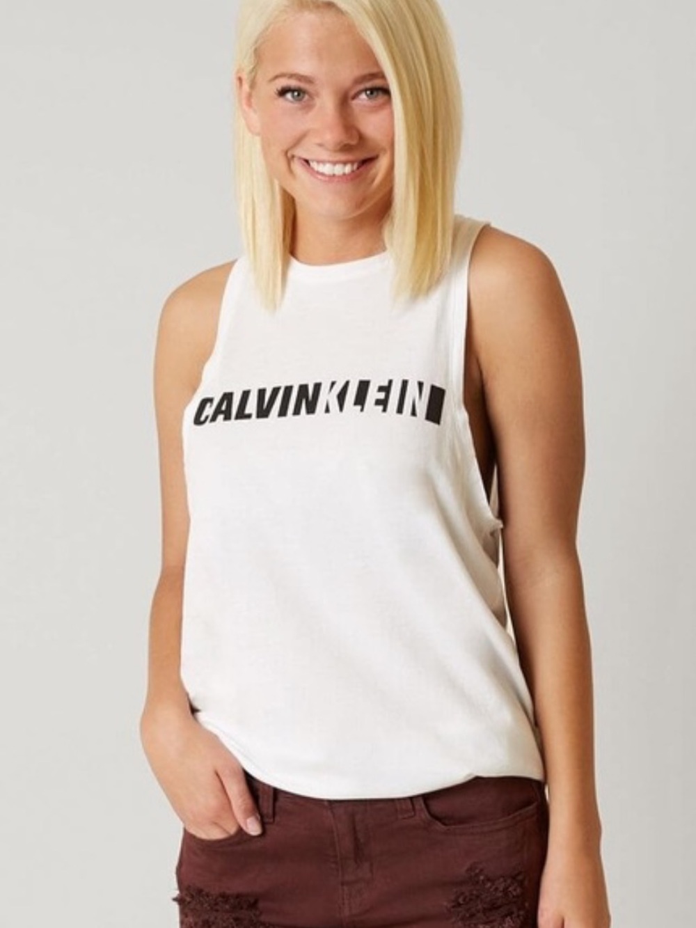 Calvin Klein Jeans White Logo Muscle Tank